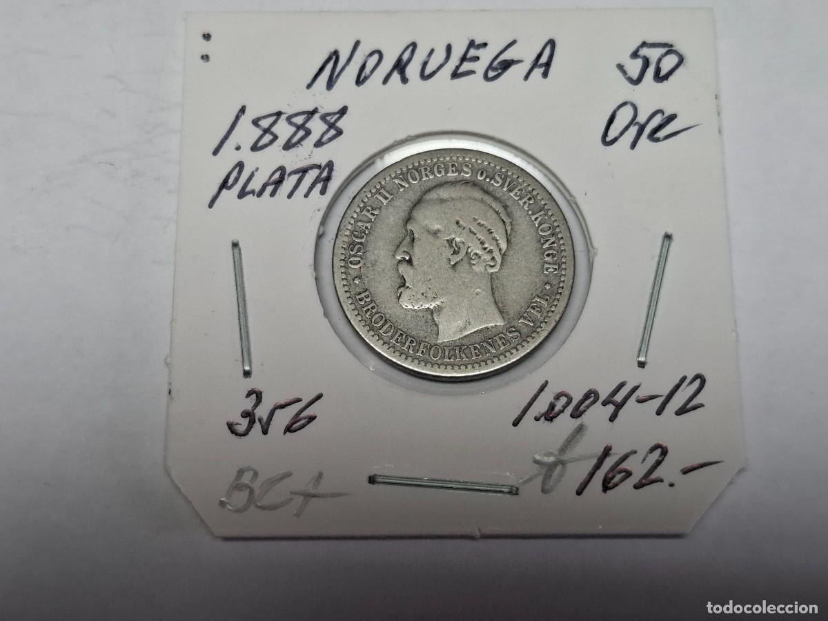 Monedas antiguas de Europa: 50 ORE de PLATA de 1888 KM 356 NORUEGA en BC+