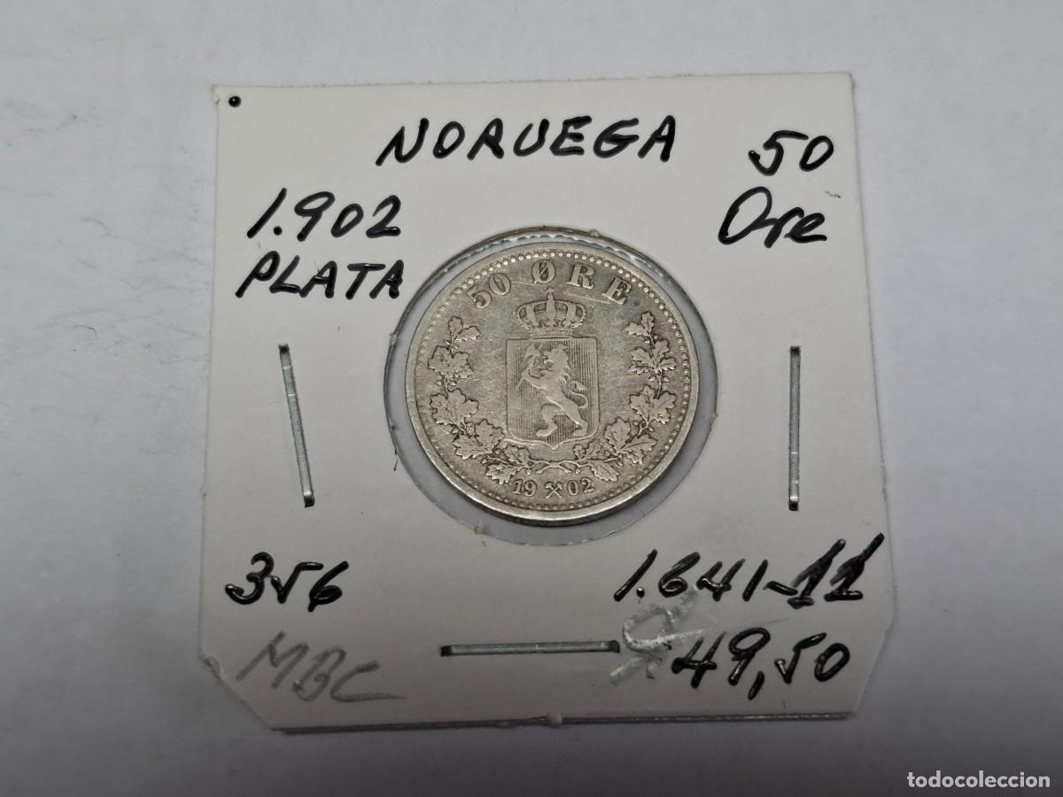 Monedas antiguas de Europa: 50 ORE de PLATA de 1902 KM 356 NORUEGA en MBC