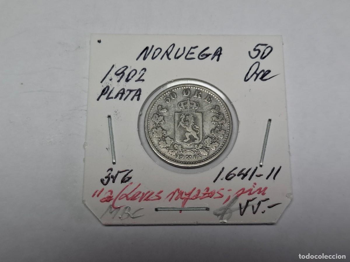 Monedas antiguas de Europa: 50 ORE de PLATA de 1902 KM 356 NORUEGA en MBC