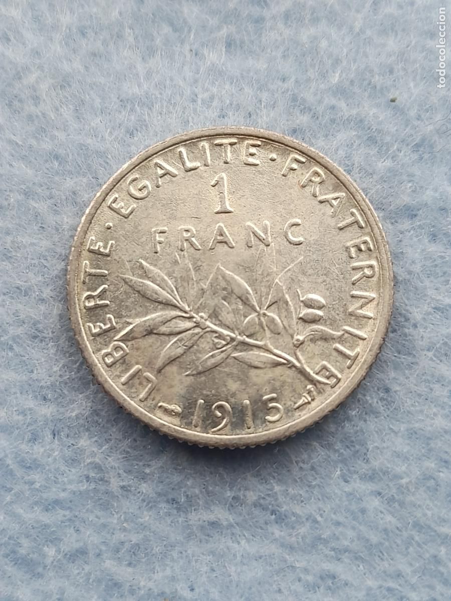 Monedas antiguas de Europa: Francia. 1 Franco. A&ntilde;o 1915. Plata.
