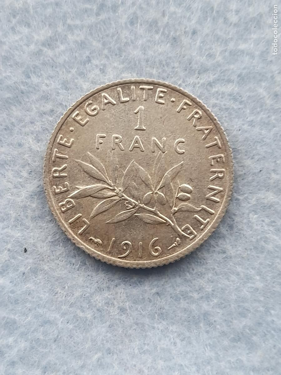 Monedas antiguas de Europa: Francia. 1 Franco. A&ntilde;o 1916. Plata.