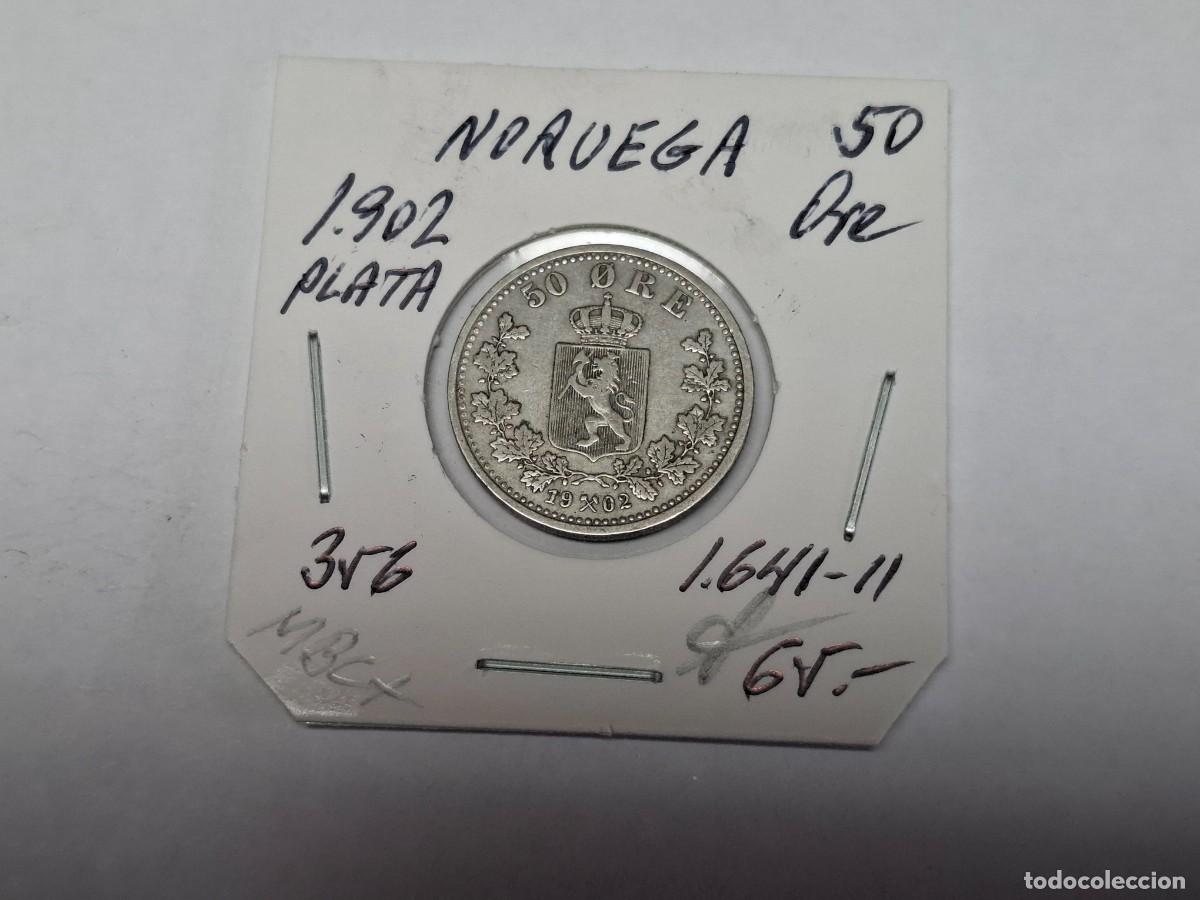 Monedas antiguas de Europa: 50 ORE de PLATA de 1902 KM 356 NORUEGA en MBC+