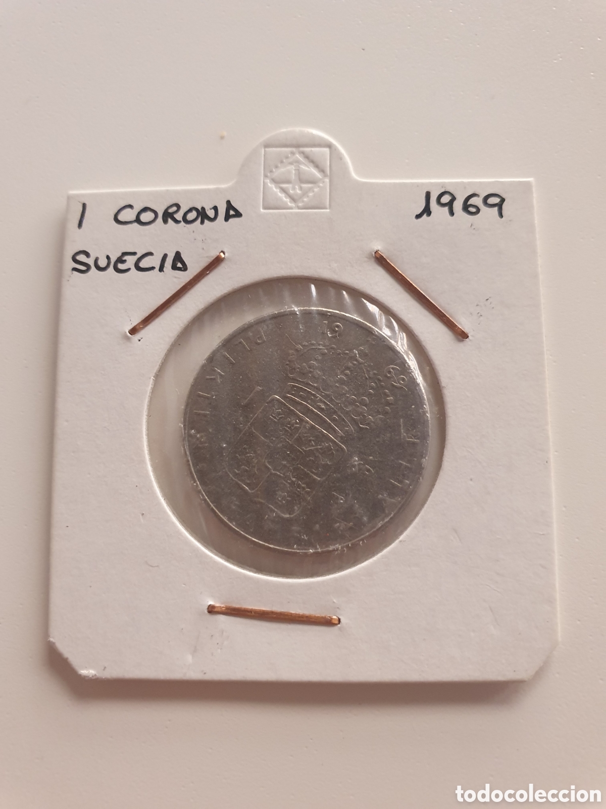 Monedas antiguas de Europa: 1 corona Suecia 1969. Estuchado