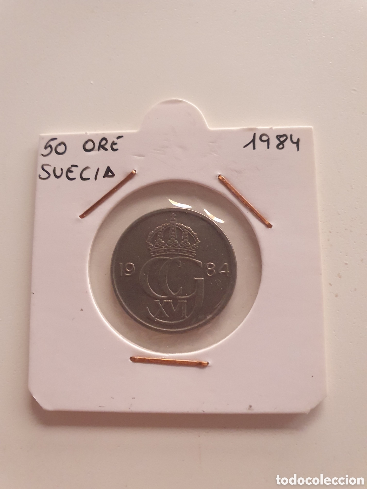 Alte M&uuml;nzen aus Europa: 50 Ore Suecia 1984. Estuchado
