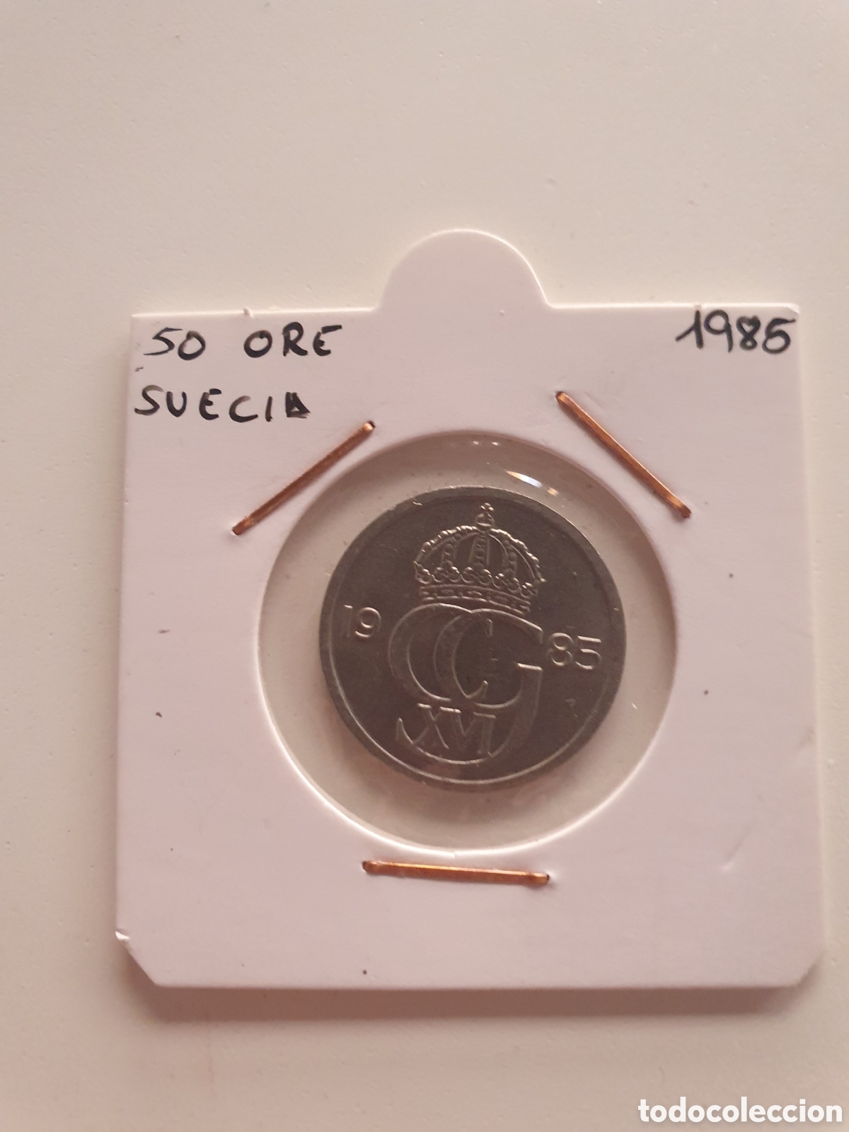 Alte M&uuml;nzen aus Europa: 50 Ore Suecia 1985. Estuchado