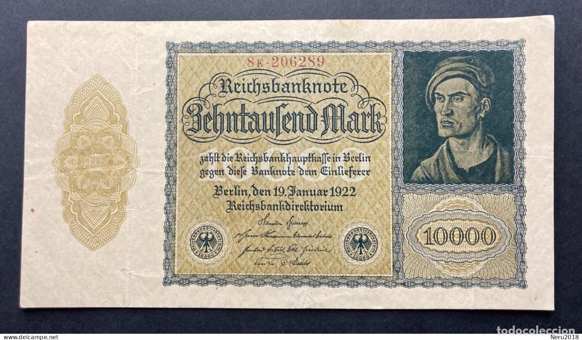 Monedas antiguas de Europa: ALEMANIA 1922 Pick 72 10.000 Mark VF