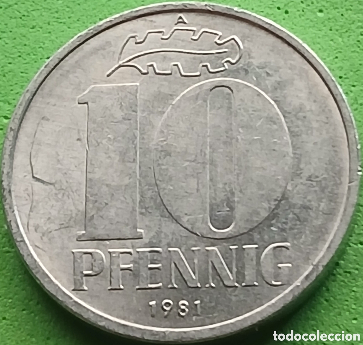 Monedas antiguas de Europa: Alemania Oriental 10 pfennig 1981 km#10