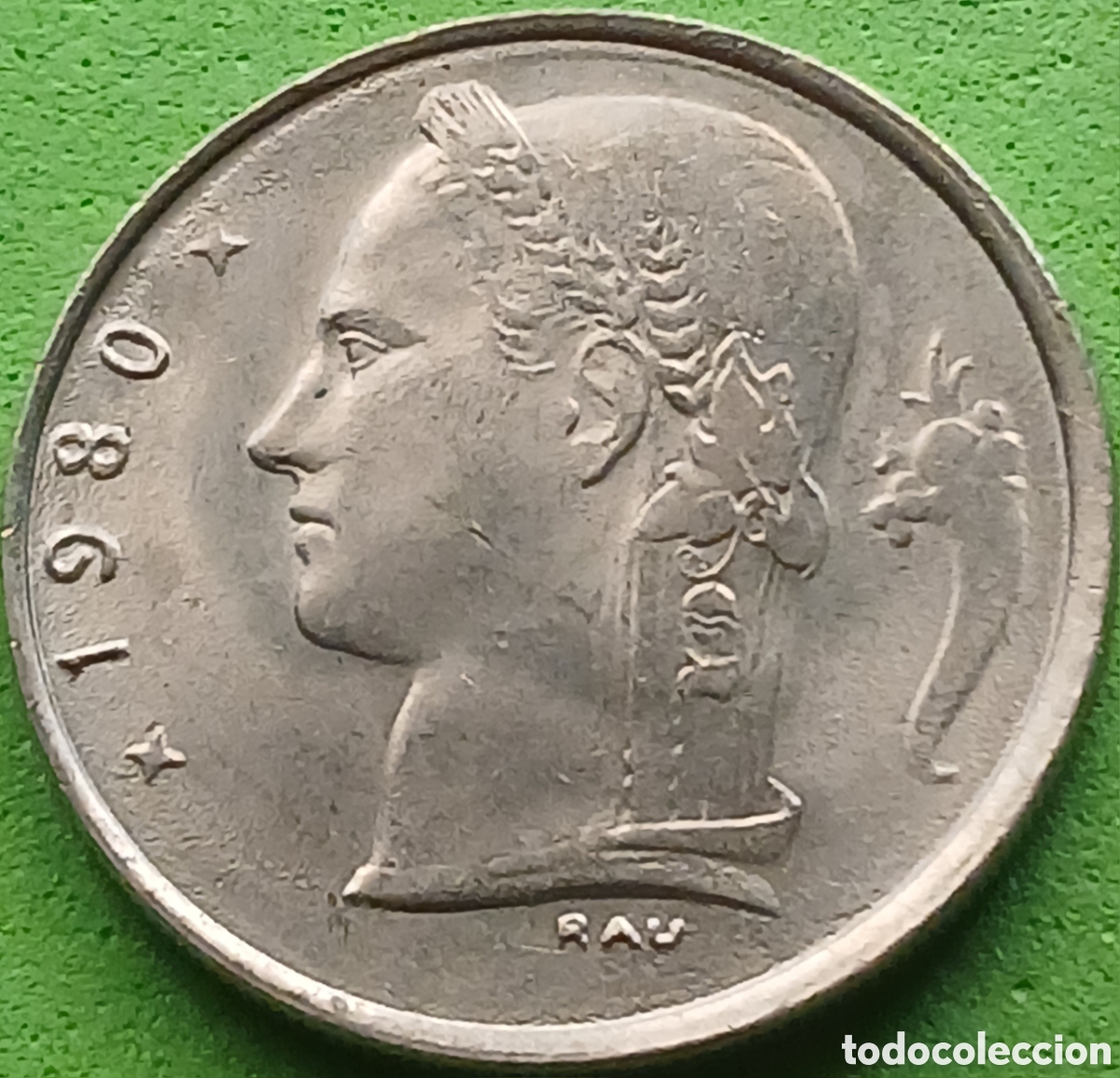 Monedas antiguas de Europa: B&eacute;lgica 1 franco 1980 km#143 Belgie