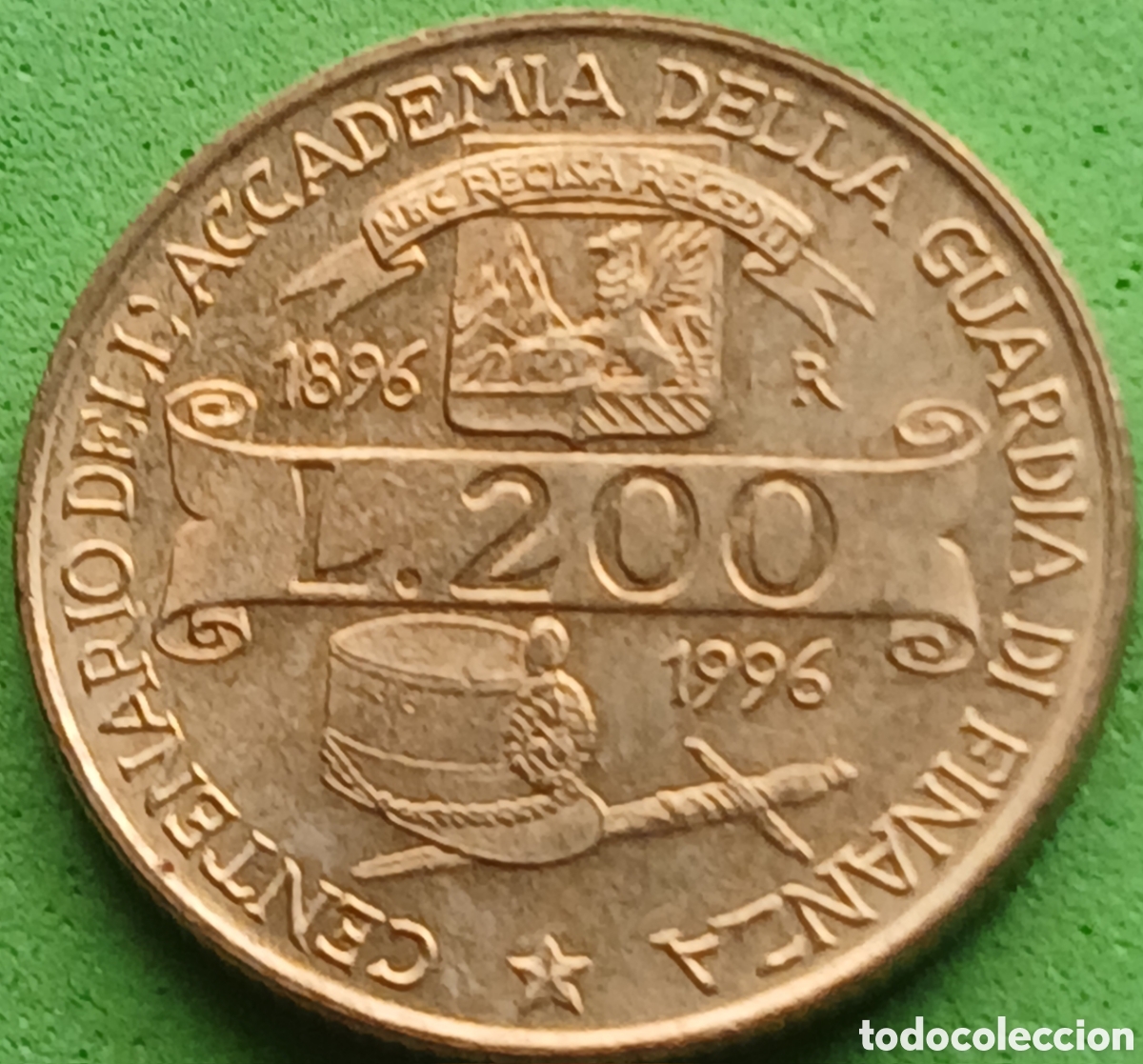 Monedas antiguas de Europa: Italia 200 liras 1996 km#184 Academia del servicio Aduanero