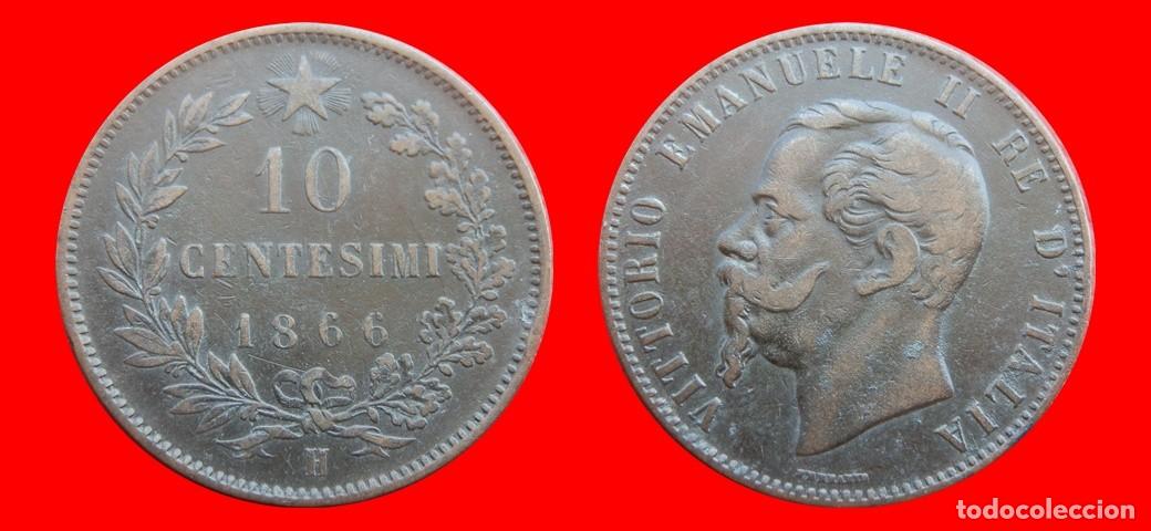 Moedas antigas da Europa: 10 CENTESIMI 1866H ITALIA-152348