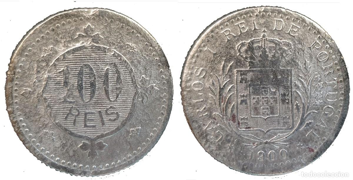 Monedas antiguas de Europa: Portugal 100 R&eacute;is 1900 - Carlos I - KM# 536 - Plata - Muy Escasa en este estado