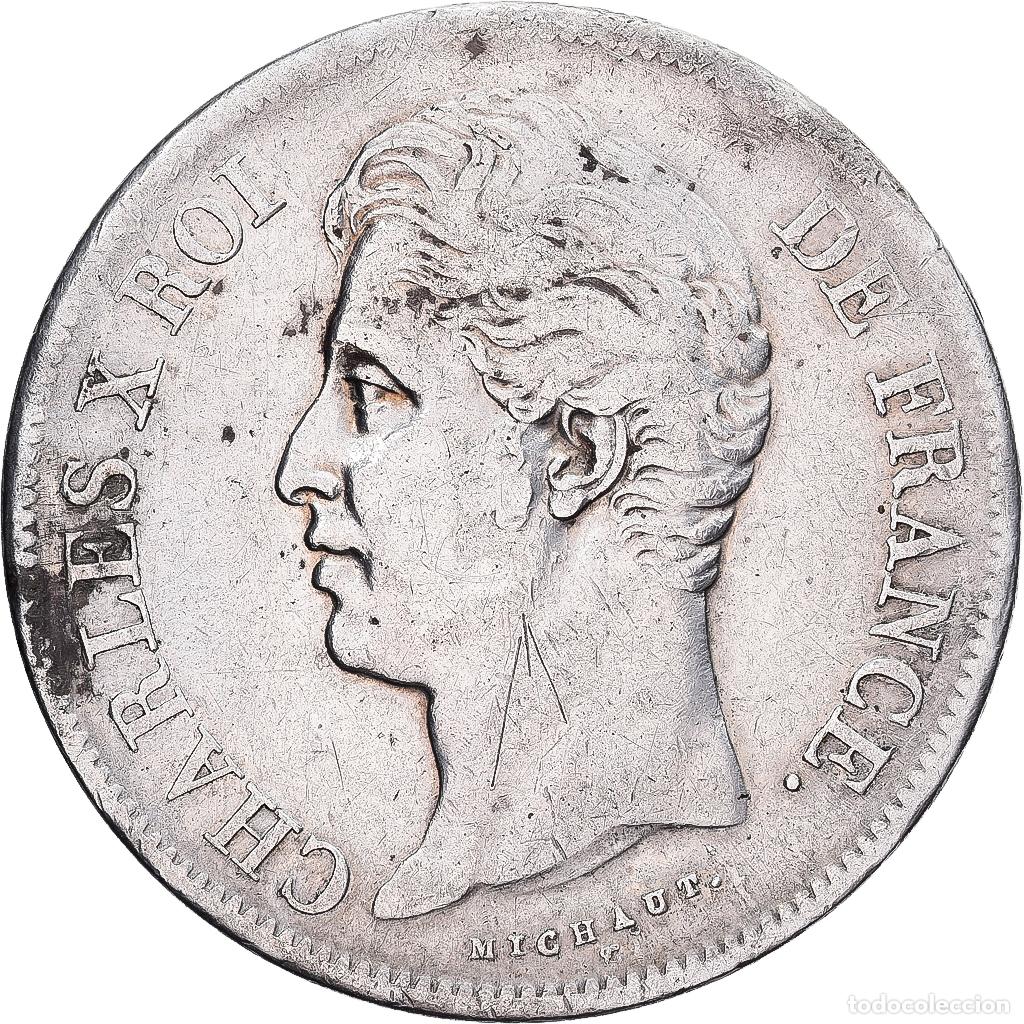 Monedas antiguas de Europa: [#1551573] Francia, Charles X, 5 Francs, 1827, Toulouse, Plata, BC+, Gadoury:644, KM:728.9