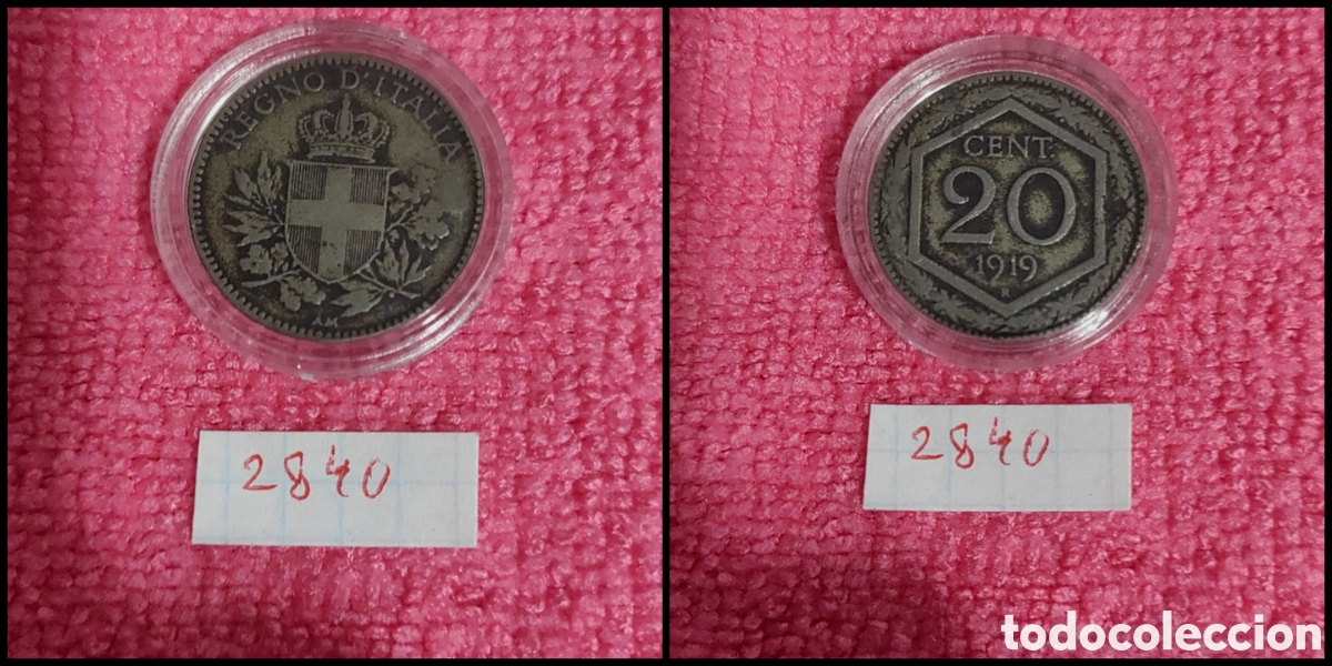 Monedas antiguas de Europa: 20 cent&eacute;simos italianos de 1919