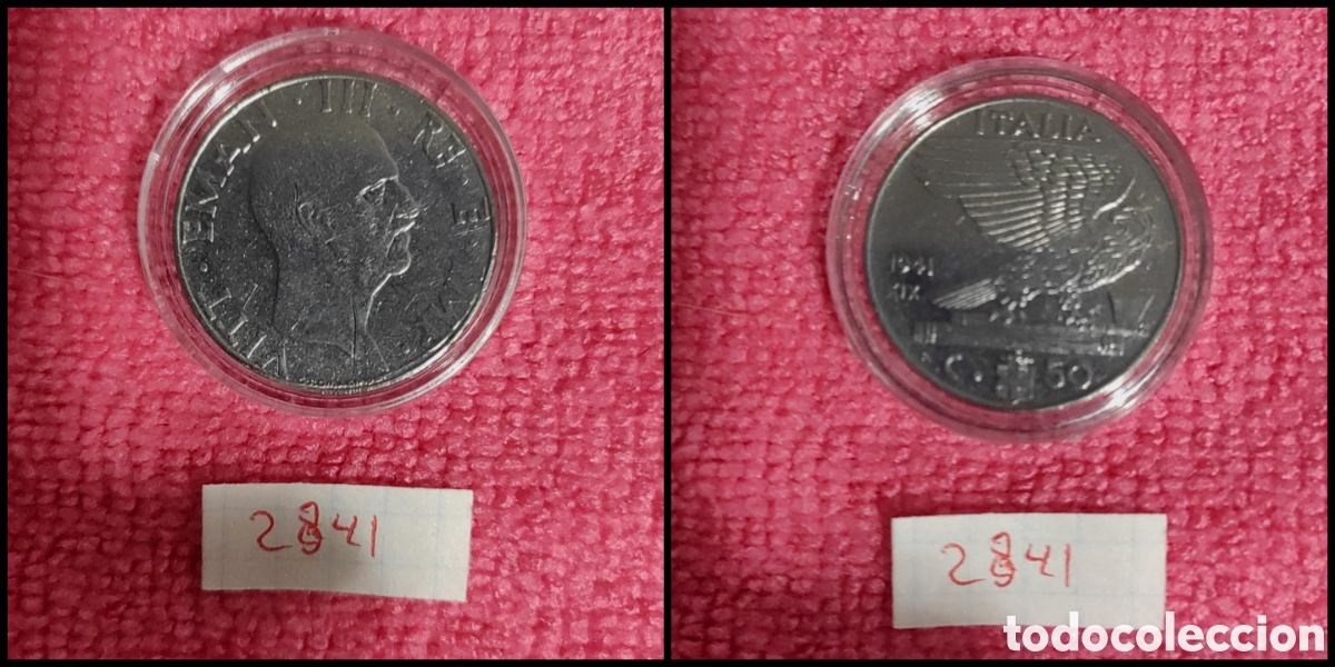Monedas antiguas de Europa: 50 cent&eacute;simos italianos de 1941