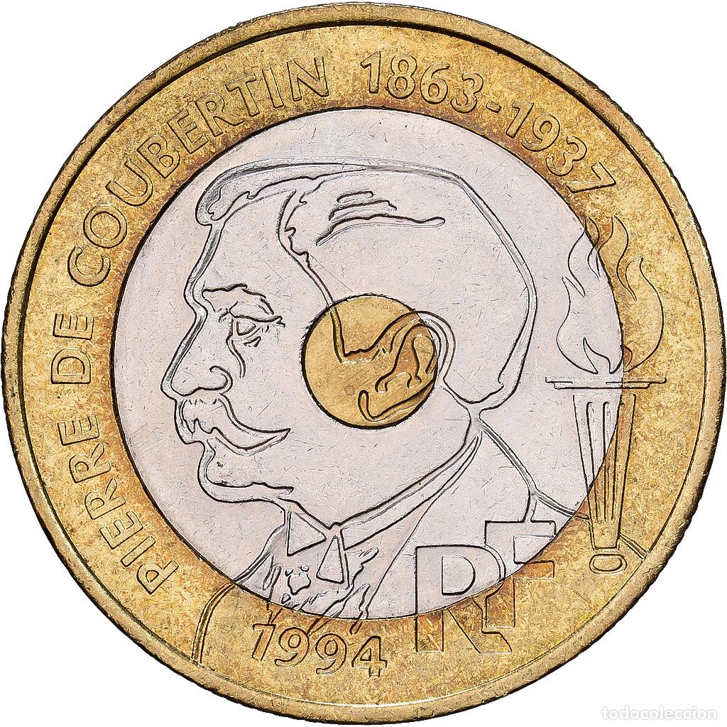Monedas antiguas de Europa: [#1513477] Francia, 20 Francs, Pierre de Coubertin, 1994, Trimet&aacute;lico, MBC, Gadoury:873
