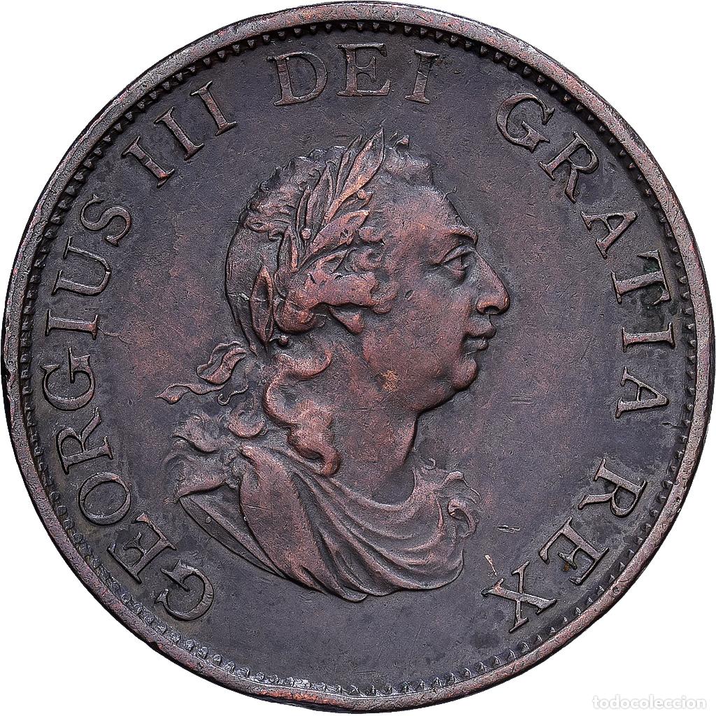 Monedas antiguas de Europa: [#1214547] Moneda, Gran Breta&ntilde;a, George III, 1/2 Penny, 1799, MBC, Cobre, KM:647
