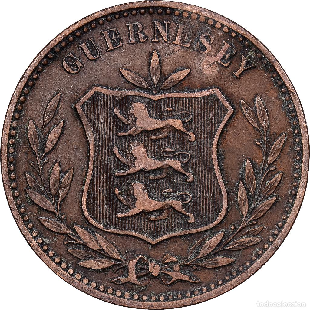 Monedas antiguas de Europa: [#1513499] Guernsey, 8 Doubles, 1885, Heaton, Bronce, MBC, KM:7