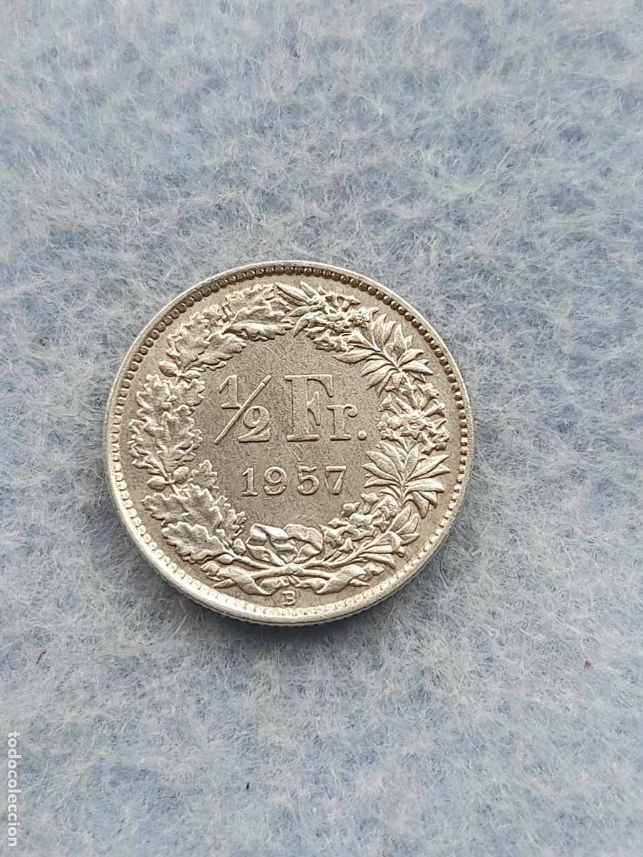 Monnaies anciennes de Europe: Suiza. 1/2 Franco. A&ntilde;o 1957. Plata.