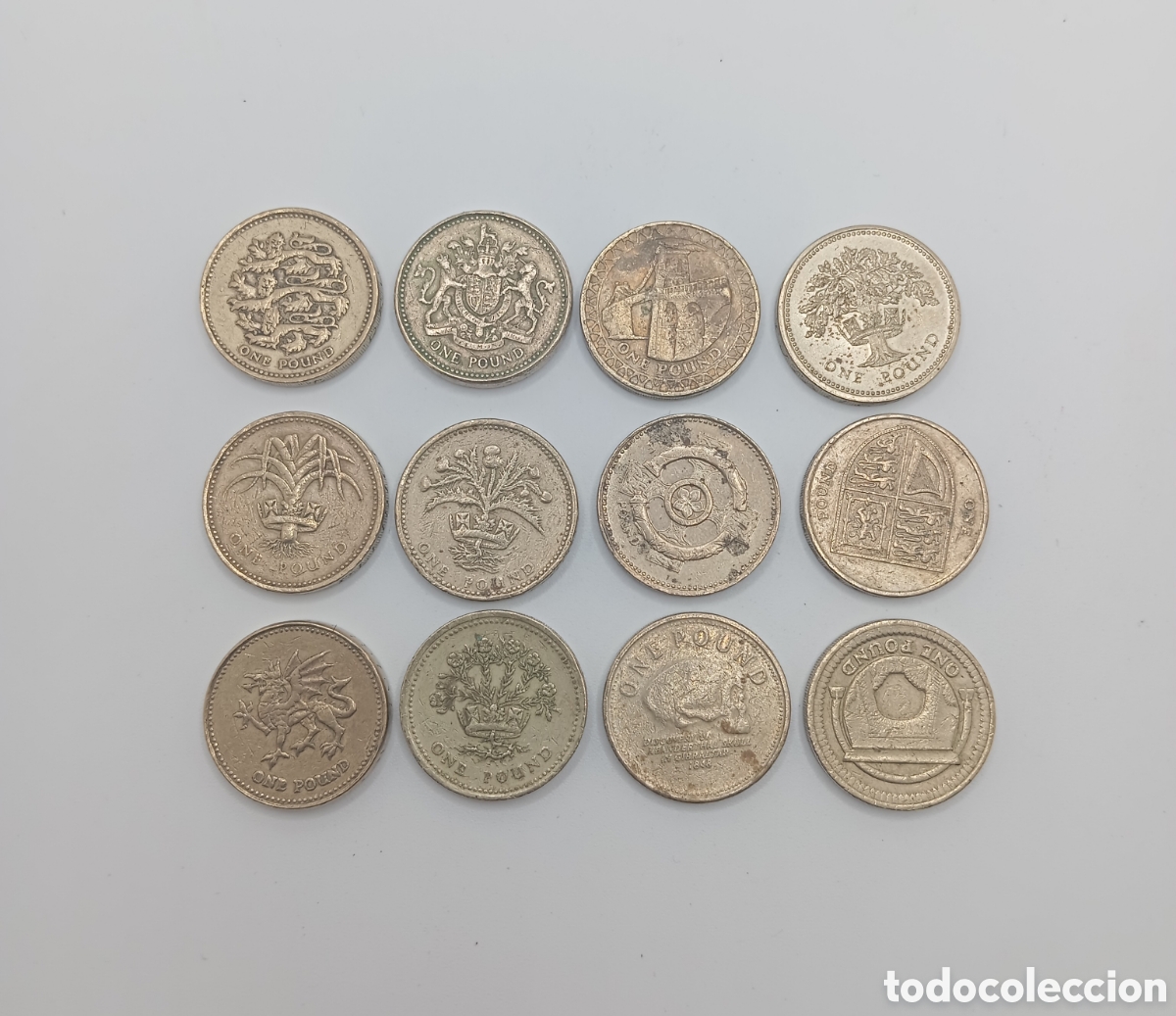 Monedas antiguas de Europa: Lote de 12 libras inglesas
