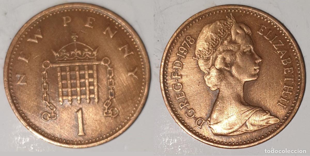 Monedas antiguas de Europa: Reino Unido 1 New Penny 1978 - Isabel II - KM#915 - Bronce - MBC+
