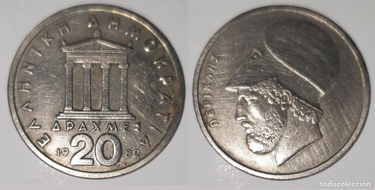 Monedas antiguas de Europa: Grecia 20 Dracmas 1982 - Pericles - KM#125 - Cupron&iacute;quel - MBC