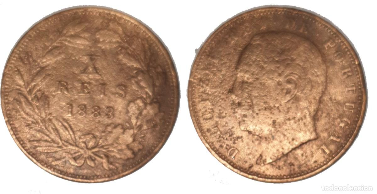 Monedas antiguas de Europa: Portugal 10 R&eacute;is 1883 Luis I - Bronce - MBC