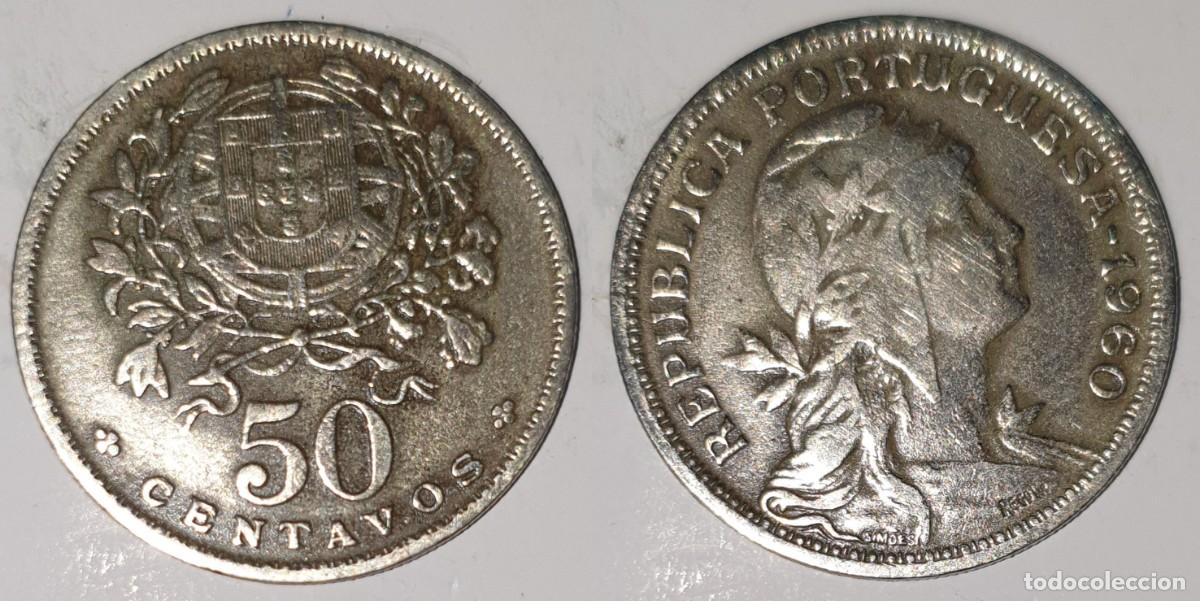 Monedas antiguas de Europa: Portugal 50 Centavos 1960 - Rep&uacute;blica Portuguesa - KM#577 - MBC