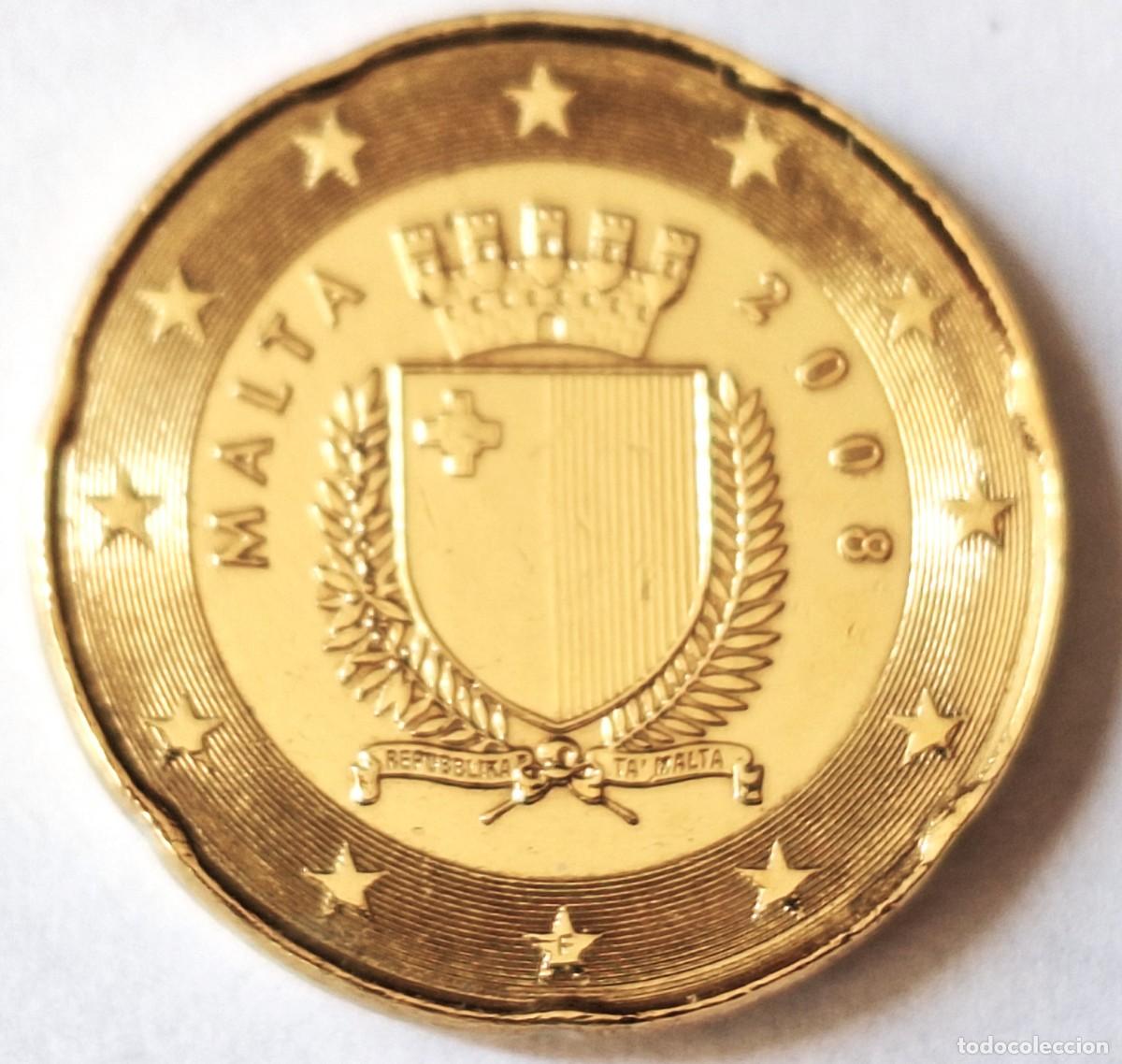 Monedas antiguas de Europa: MALTA - MONEDA DE 20 CENTIMOS DE EURO DEL A&Ntilde;O 2008 - BIEN CONSERVADA