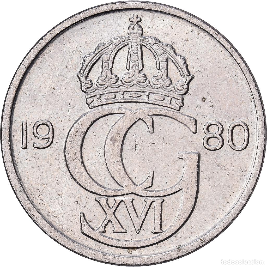 Monedas antiguas de Europa: [#1513574] Suecia, Carl XVI Gustaf, 50 &Ouml;re, 1980, Cobre - n&iacute;quel, MBC+, KM:855