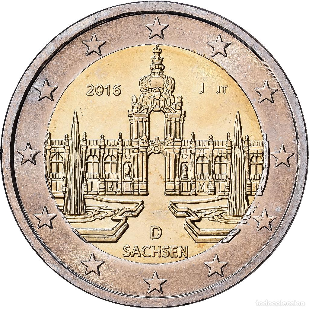 Monedas antiguas de Europa: [#1513623] Alemania, 2 Euro, Le land de Saxe et le palais Zwinger de Dresde., 2016