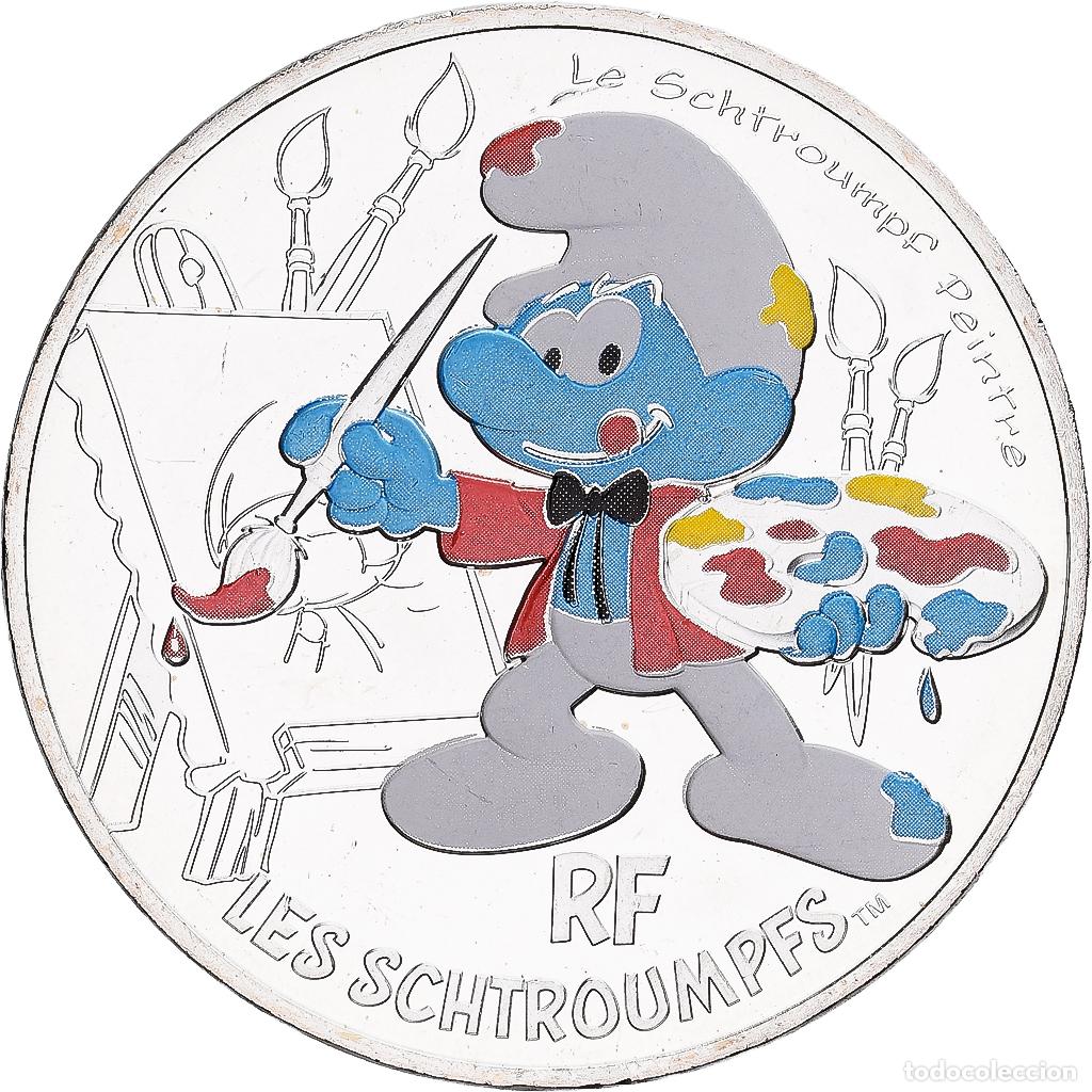 Monedas antiguas de Europa: [#1551591] Francia, 10 Euro, Le Schtroumpf Peintre (15/20), 2020, Monnaie de Paris, Plata