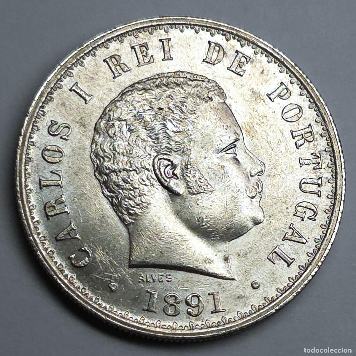Monedas antiguas de Europa: MONEDA PLATA PORTUGAL 500 REIS CARLOS I 1891 EBC+