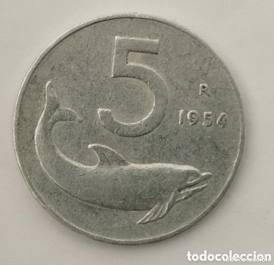 Moedas antigas da Europa: MONEDA DE ITALIA DE 5 C&Eacute;NTIMOS 1954 R (FOTO)