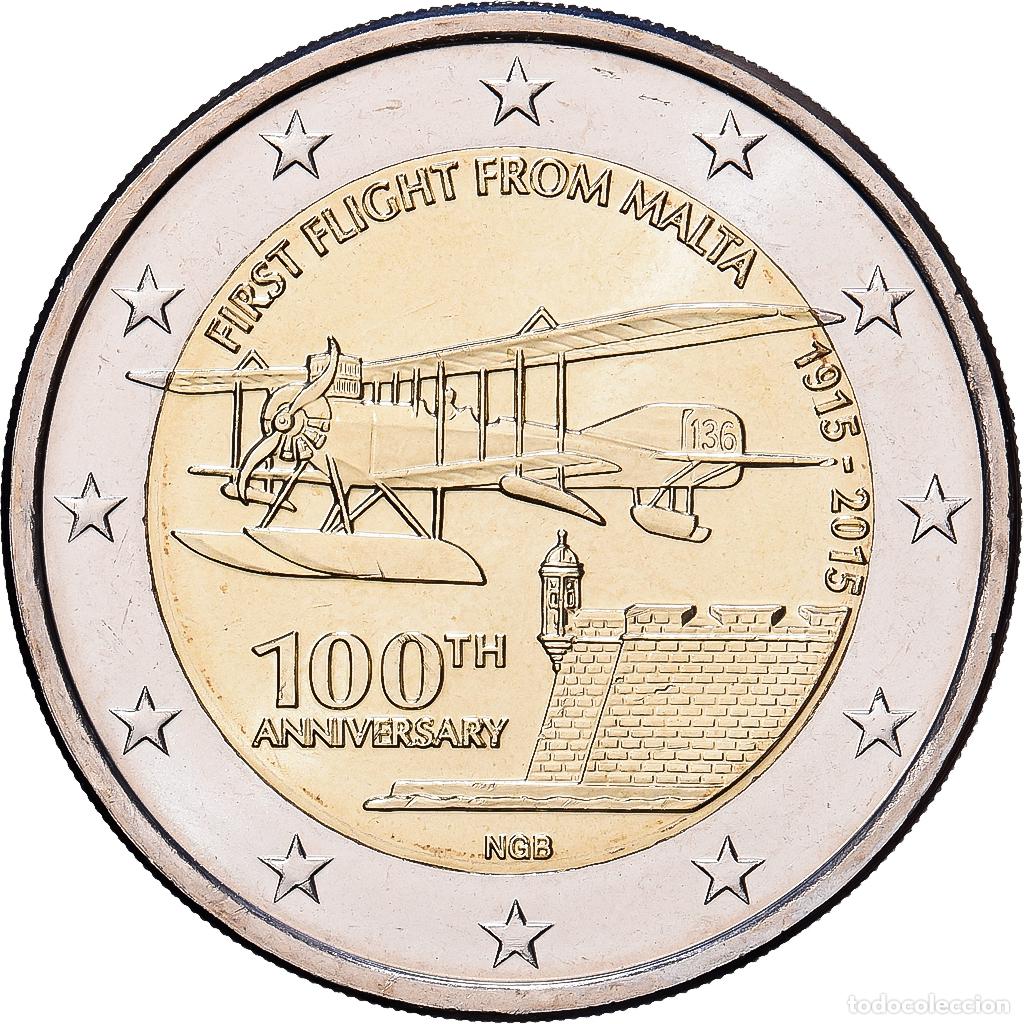 Monedas antiguas de Europa: [#1513683] Malta, 2 Euro, Centenaire du premier vol depuis Malte, 2015, Bimet&aacute;lico, SC