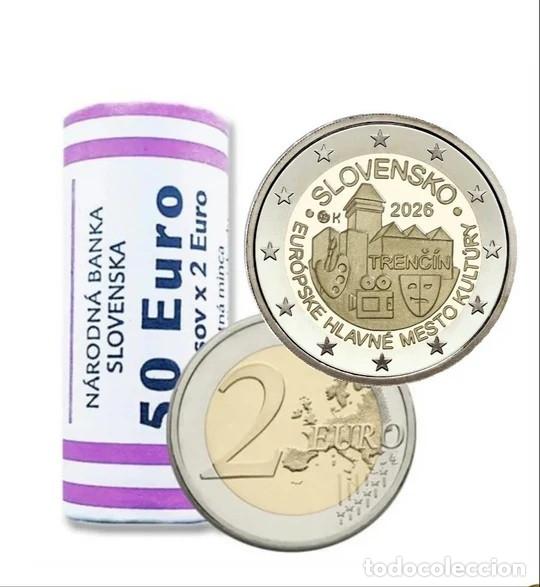 Monedas antiguas de Europa: CARTUCHO 2 euros ESLOVAQUIA 2026 - ciudad de Trenč&iacute;n