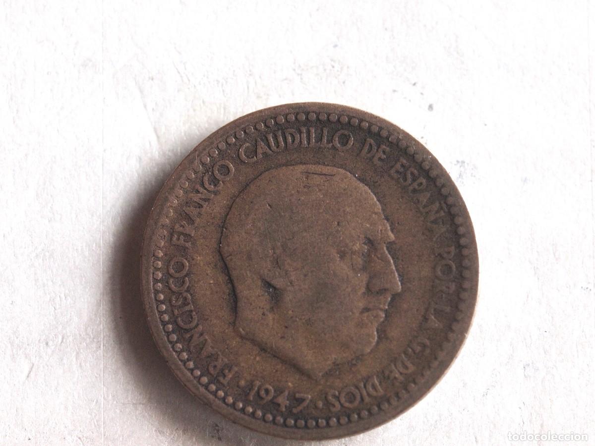 Monedas antiguas de Europa: MONEDA DE 1 PESETA DE 1947/5..... GRANDES ERRORES DE ACU&Ntilde;ACION