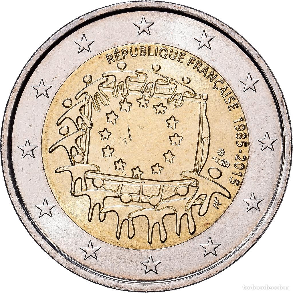 Monedas antiguas de Europa: [#1513696] Francia, 2 Euro, 30e anniversaire du drapeau de l'Union Europ&eacute;enne, 2015