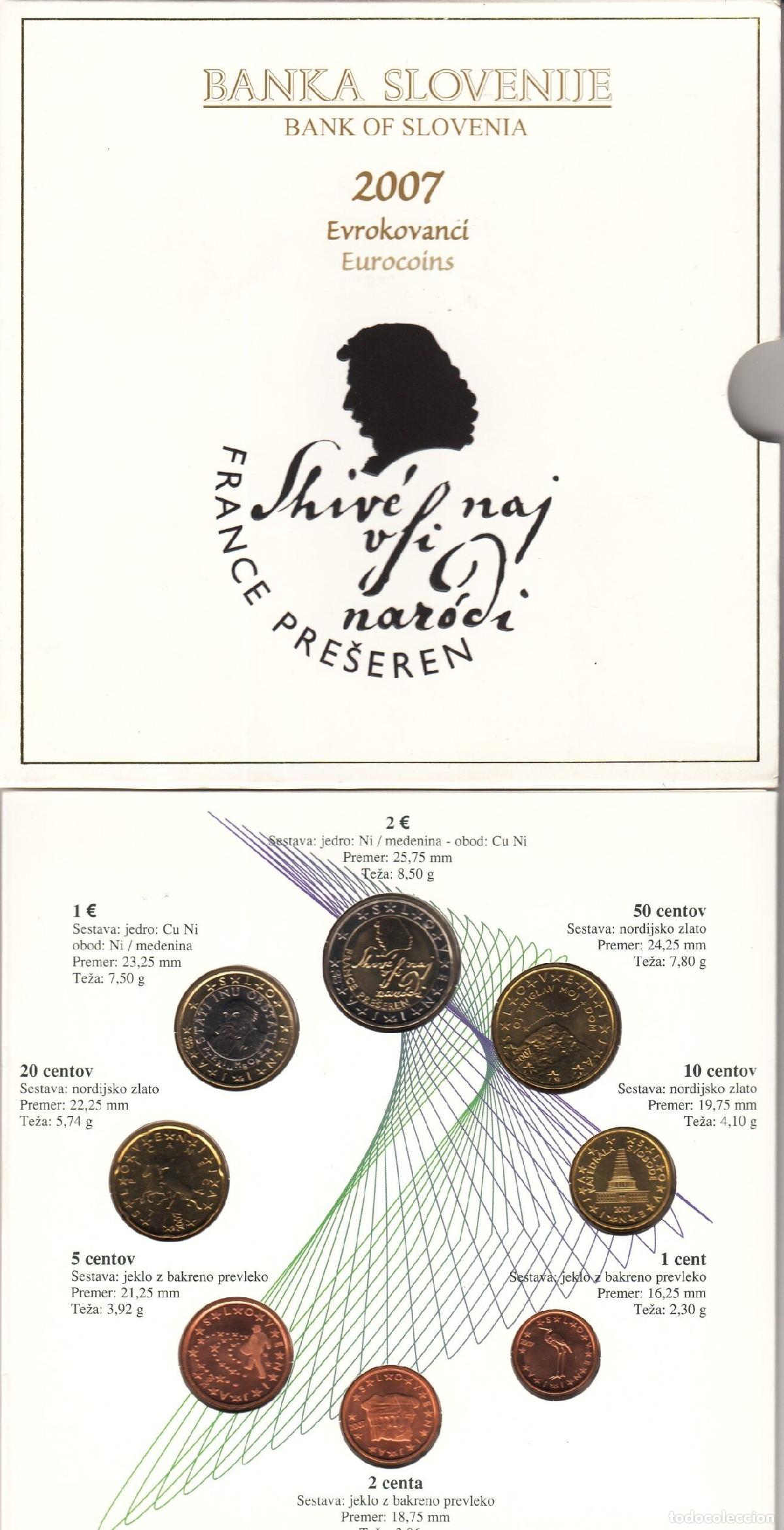 Monedas antiguas de Europa: CRC0012 CARTERA MONEDAS EUROS ESLOVENIA 2007