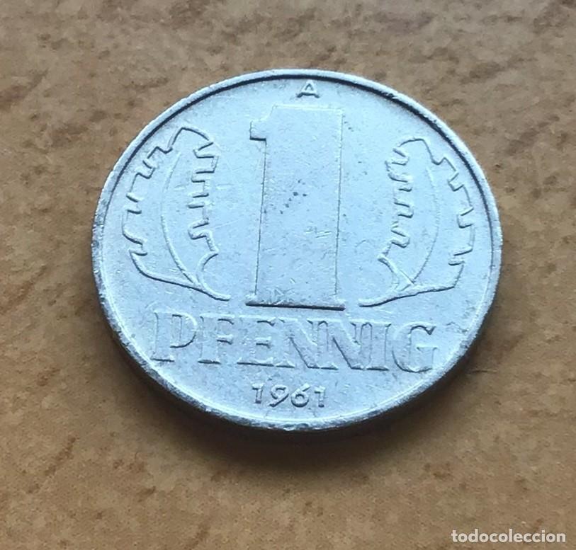 Monedas antiguas de Europa: 1 pfennig de Rep&uacute;blica Democr&aacute;tica Alemana. A&ntilde;o 1961