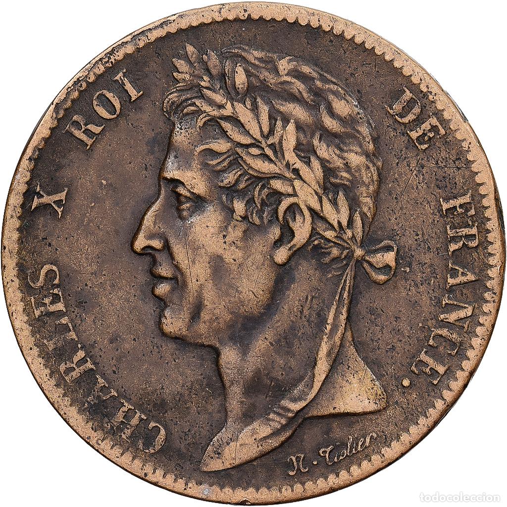 Monedas antiguas de Europa: [#1551679] COLONIAS FRANCESAS, Charles X, 5 Centimes, 1825, Paris, Bronce, BC+