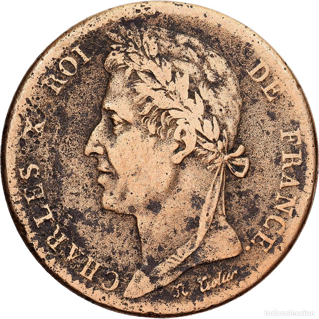 Monedas antiguas de Europa: [#1551688] COLONIAS FRANCESAS, Charles X, 10 Centimes, 1829, Paris, Bronce, BC+
