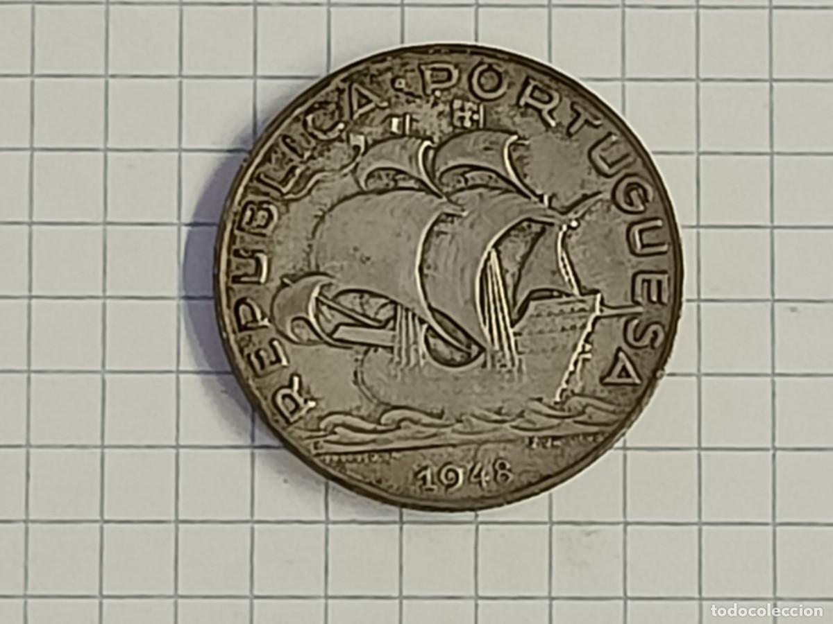 Monedas antiguas de Europa: Moneda de Portugal. 5 escudos plata. 1948