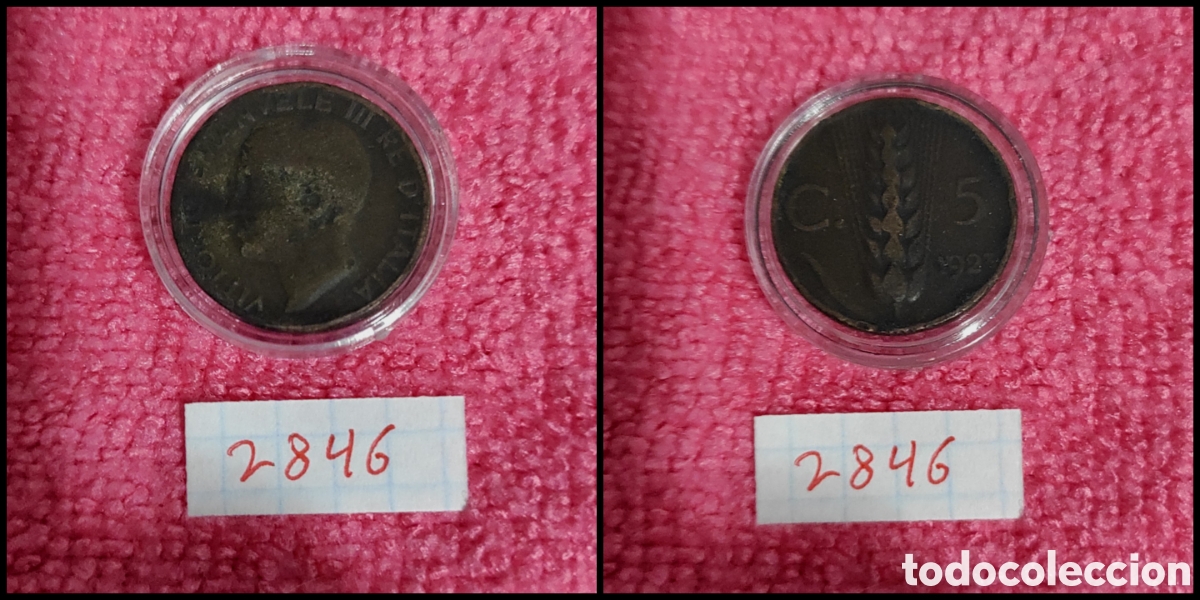 Monedas antiguas de Europa: 5 cent&eacute;simos italianos a&ntilde;o 1923