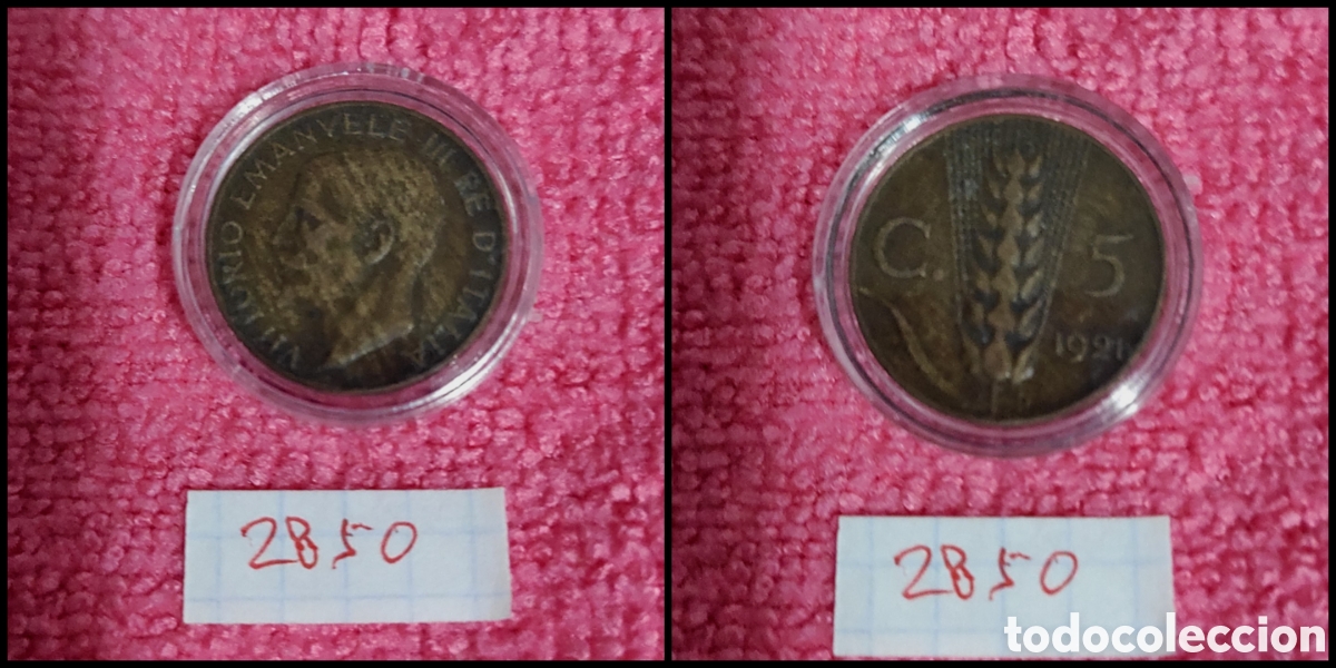 Monedas antiguas de Europa: 5 cent&eacute;simos de Italia a&ntilde;o 1921