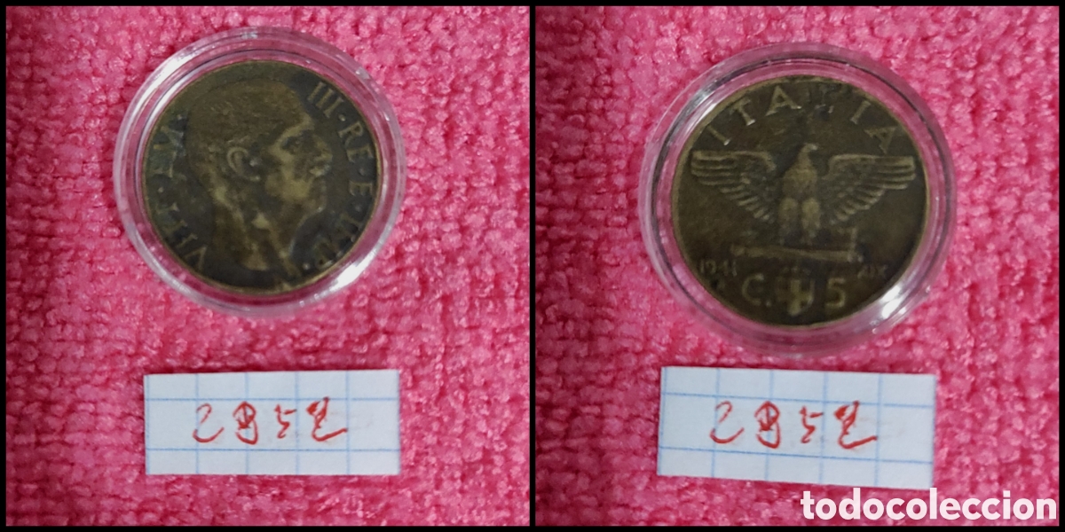 Monedas antiguas de Europa: 5 cent&eacute;simos de Italia a&ntilde;o 1941