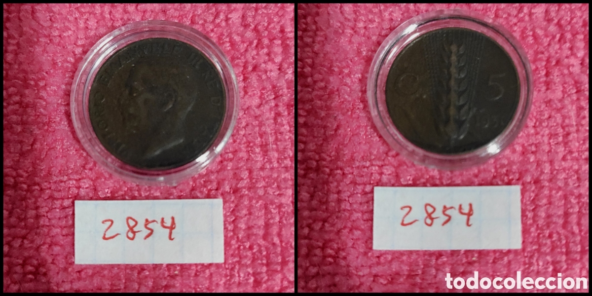 Monedas antiguas de Europa: 5 cent&eacute;simos italianos a&ntilde;o 1931