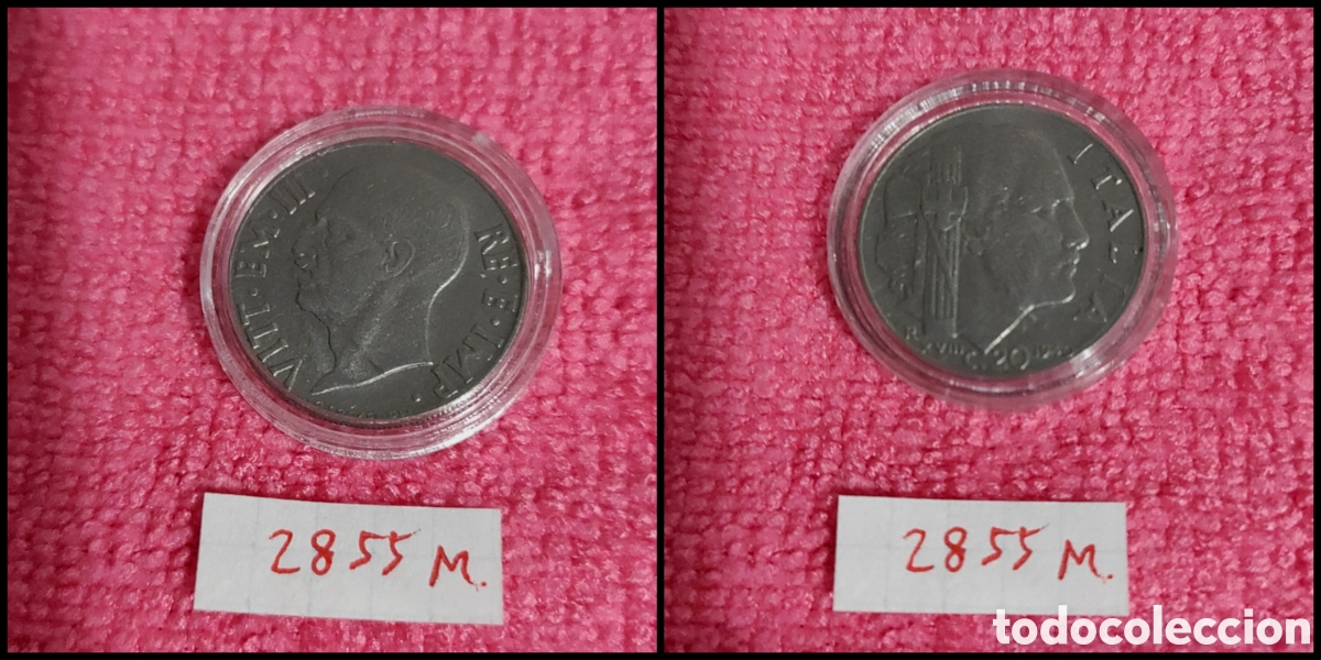 Monedas antiguas de Europa: 20 cent&eacute;simos italianos a&ntilde;o 1940,XVIII magn&eacute;tica