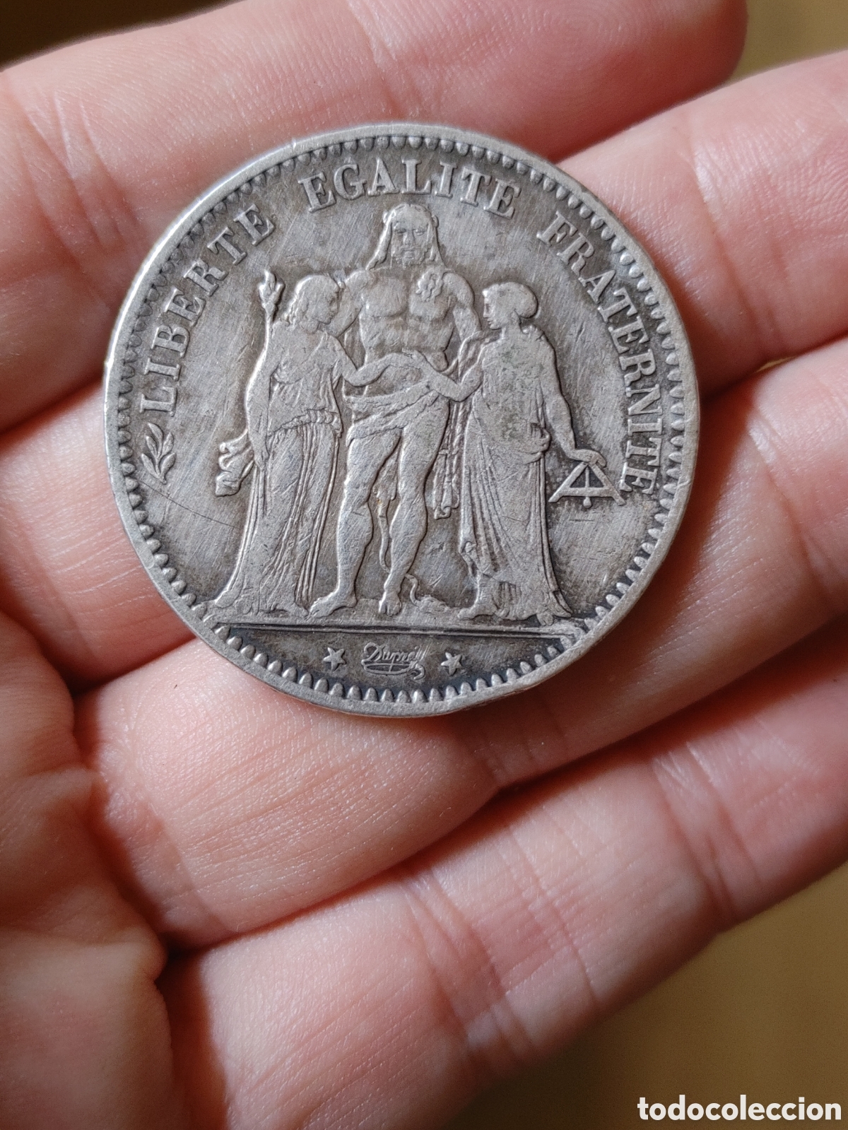 Monedas antiguas de Europa: Cinco francos plata. Republica Francesa. 1873