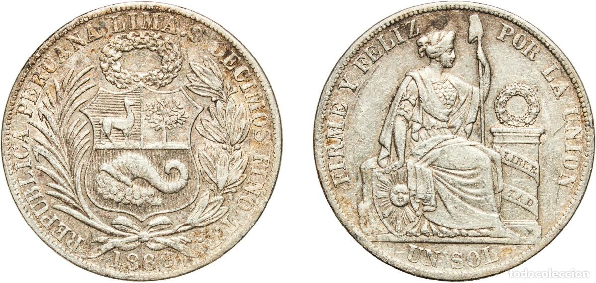 Monedas antiguas de Europa: 1 Sol 1886 TF A&ntilde;o: 1886 TF Valor facial: 1 Sol Material: Silver (.900) (Copper .100) Ceca: Lima Mi