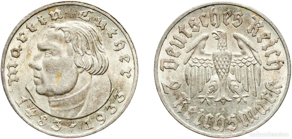 Monedas antiguas de Europa: 2 Reichsmark (Martin Luther) 1933 A Original luster